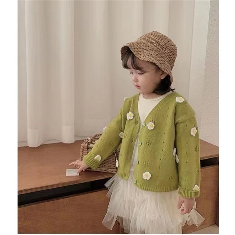 Suéter de terciopelo de visón de ajuste suelto informal para niñas coreanas, chaqueta gruesa para niños, cárdigan de punto, suéter de Color sólido, Otoño e Invierno - imagen 3