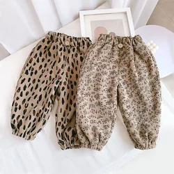 MILANCEL Pantalones de pana con estampado leopardo para niña