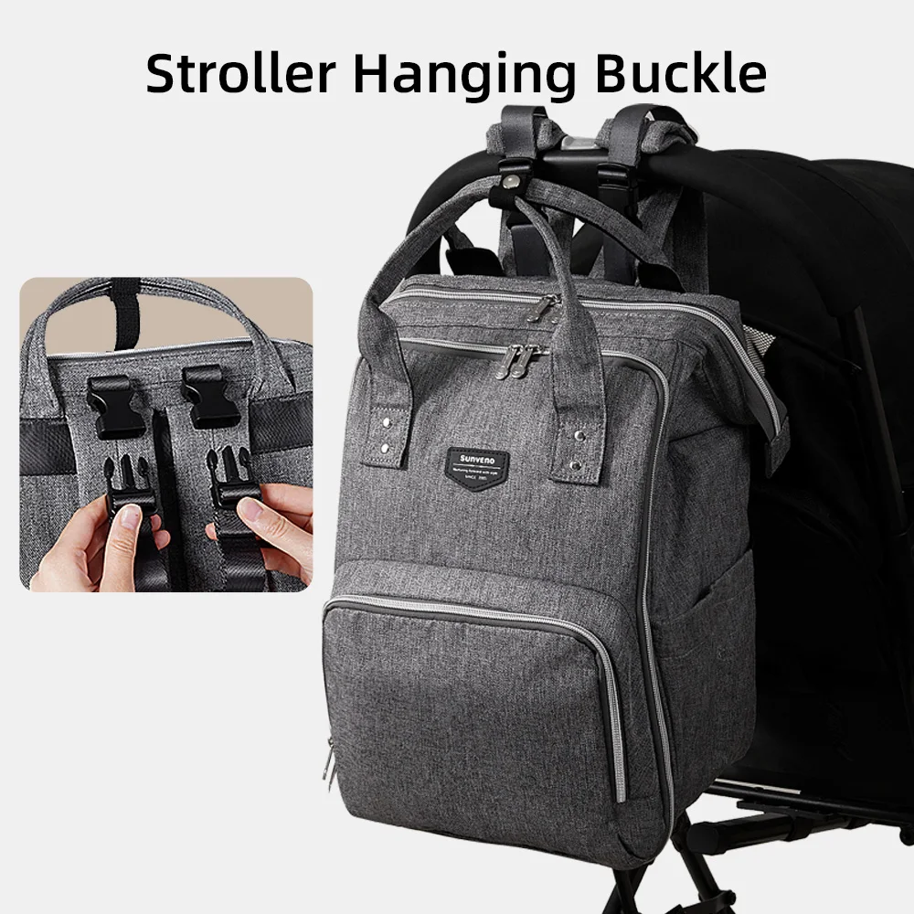 Mochila para pañales, bolsa para mamás de gran capacidad, bolsas de pañales de viaje al aire libre impermeables multifunción - imagen 3