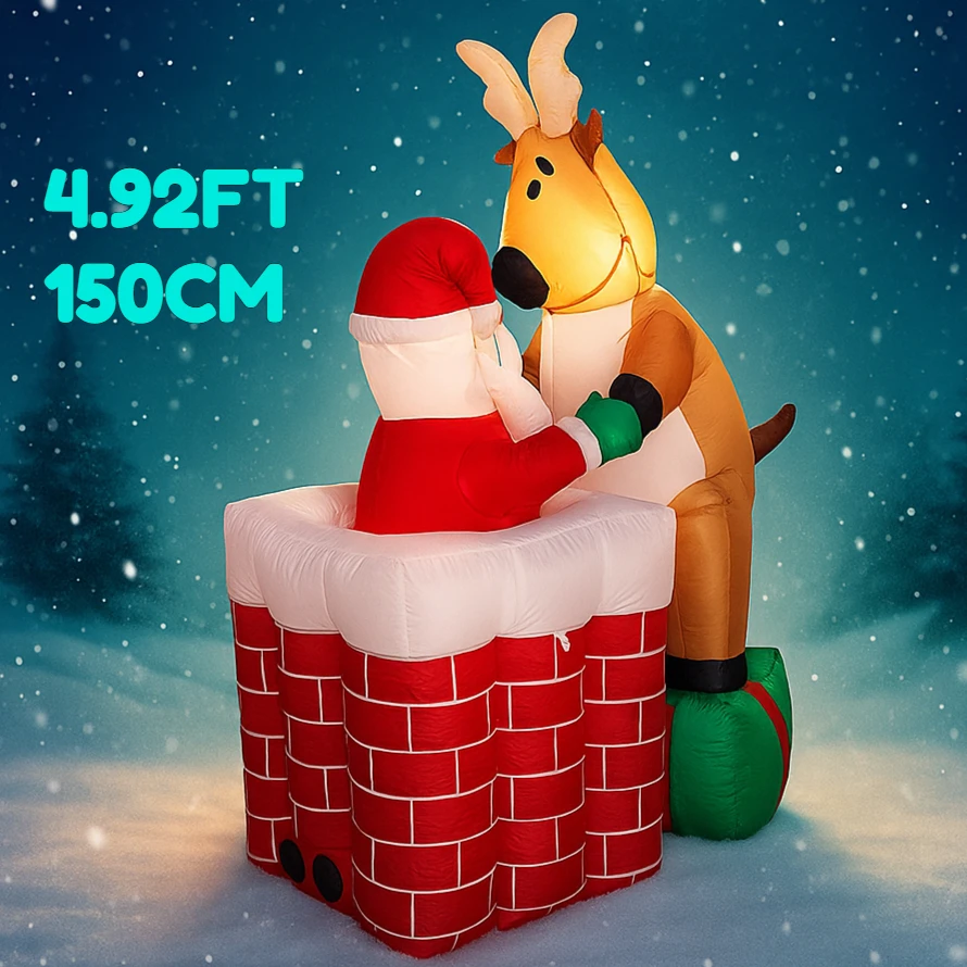 Globo de nieve inflable de 4,92 pies, juguete de Reno de Papá Noel, adornos navideños para patio, suministros navideños, decoración del hogar, regalo festivo para vacaciones