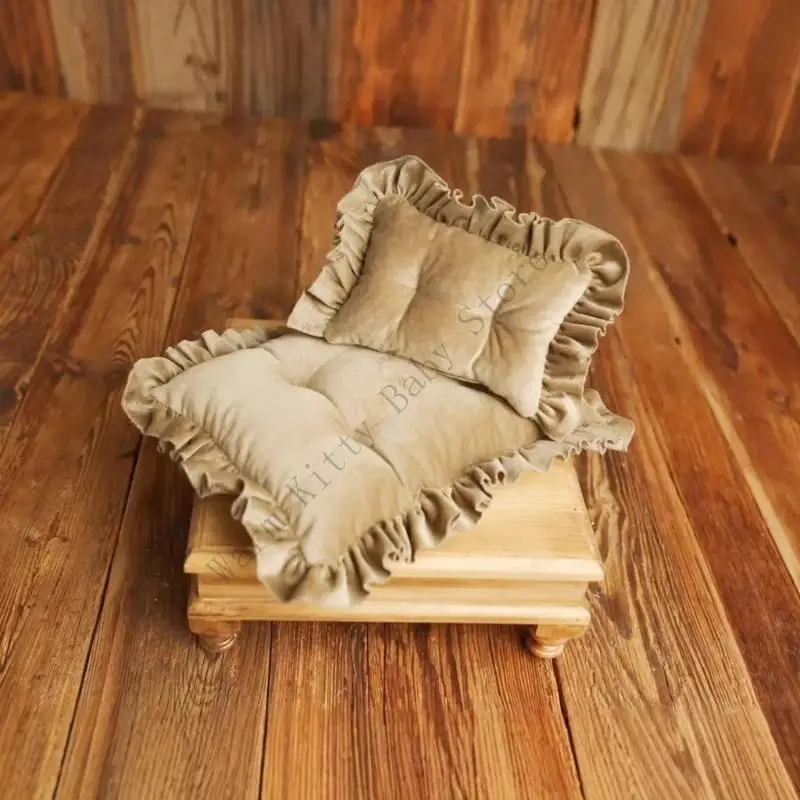 Accesorios de fotografía recién nacido, juego de colchón y almohada, cojín de cama Vintage para fotos de bebé de luna llena, accesorios para sesión de fotos, 2 uds. - imagen 2