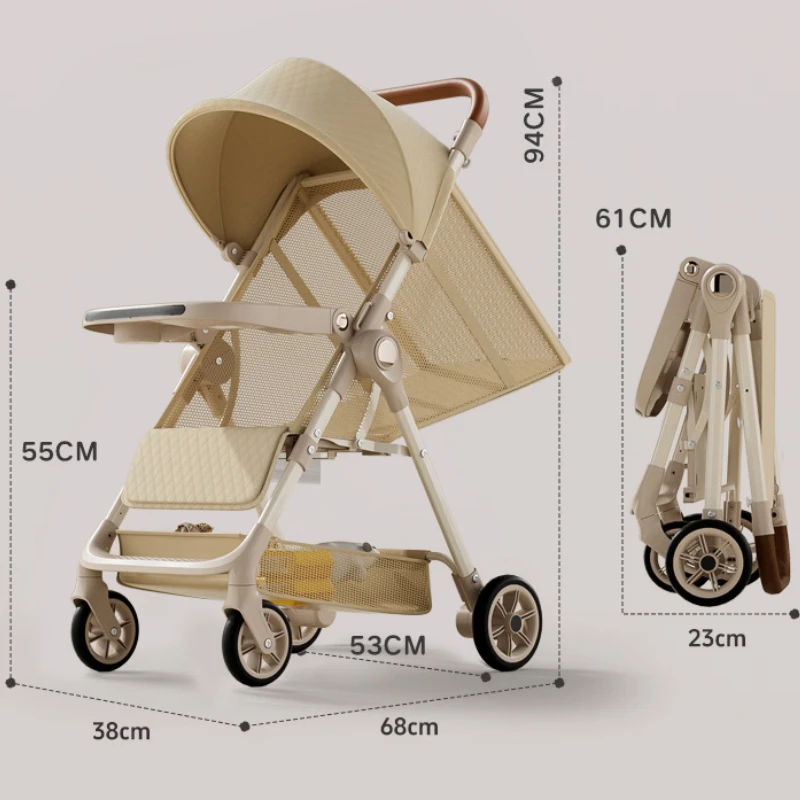 Cochecito de bebé de paisaje alto, talismán portátil para caminar, puede sentarse, tumbarse, coche de bolsillo plegable para niños, seguro y cómodo - imagen 3