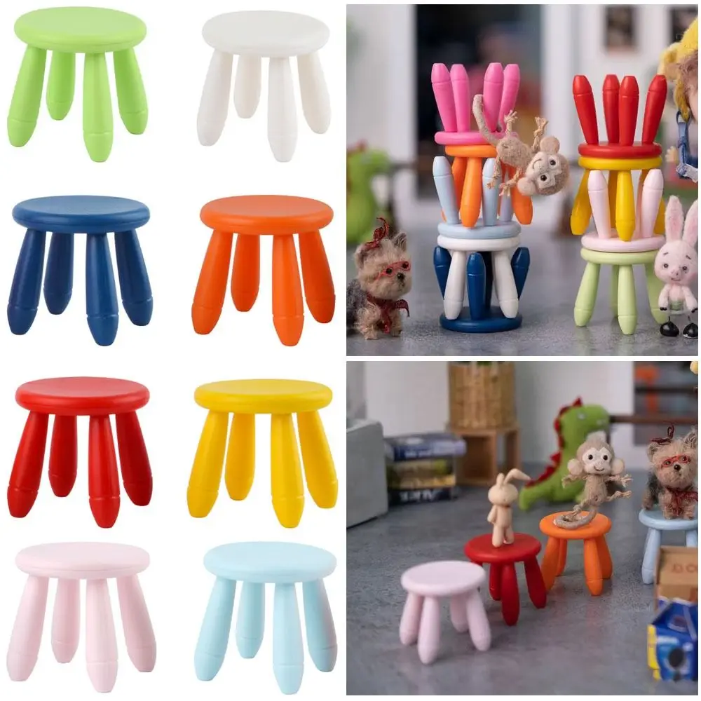 Muebles en miniatura de plástico, accesorios para fotos, modelo de escena, Mini Silla de juguete a escala 1:12, taburete para casa de muñecas, accesorios para muñecas de regalo - imagen 4