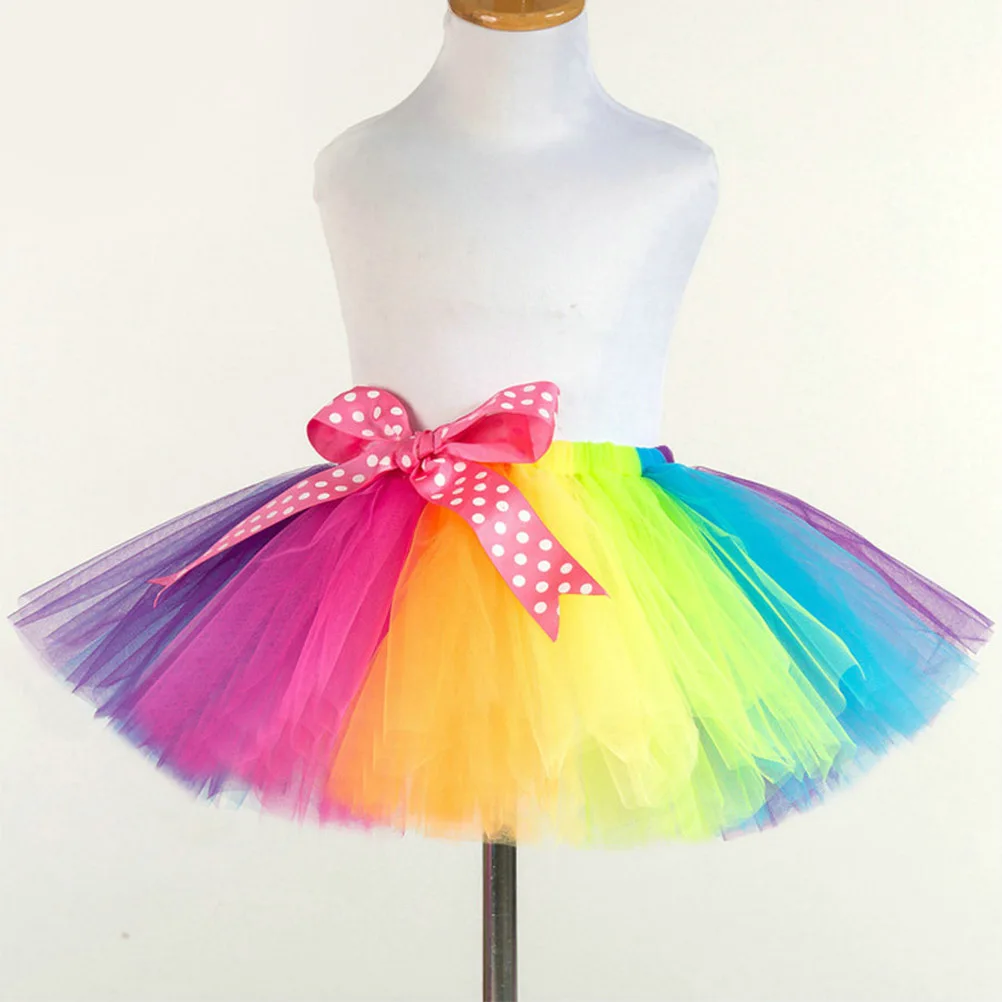 Falda tutú de arcoíris para niñas, vestido de fiesta en capas de malla Multicolor, cintura elástica, volantes escalonados, disfraz de Halloween y cumpleaños - imagen 5