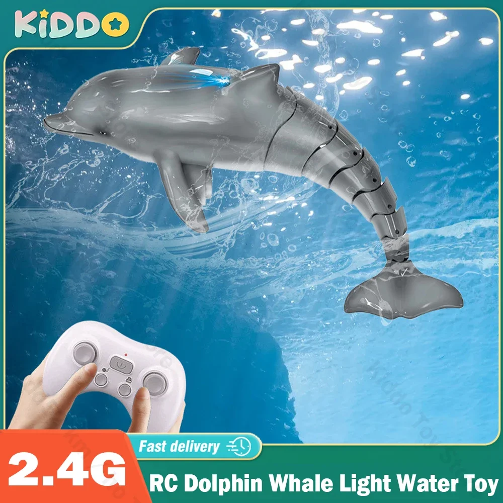 RC delfín ballena Spray agua juguete 2,4G Control remoto tiburón Animal barco de agua barco Robots peces juguetes eléctricos para niños regalos de navidad - imagen 2
