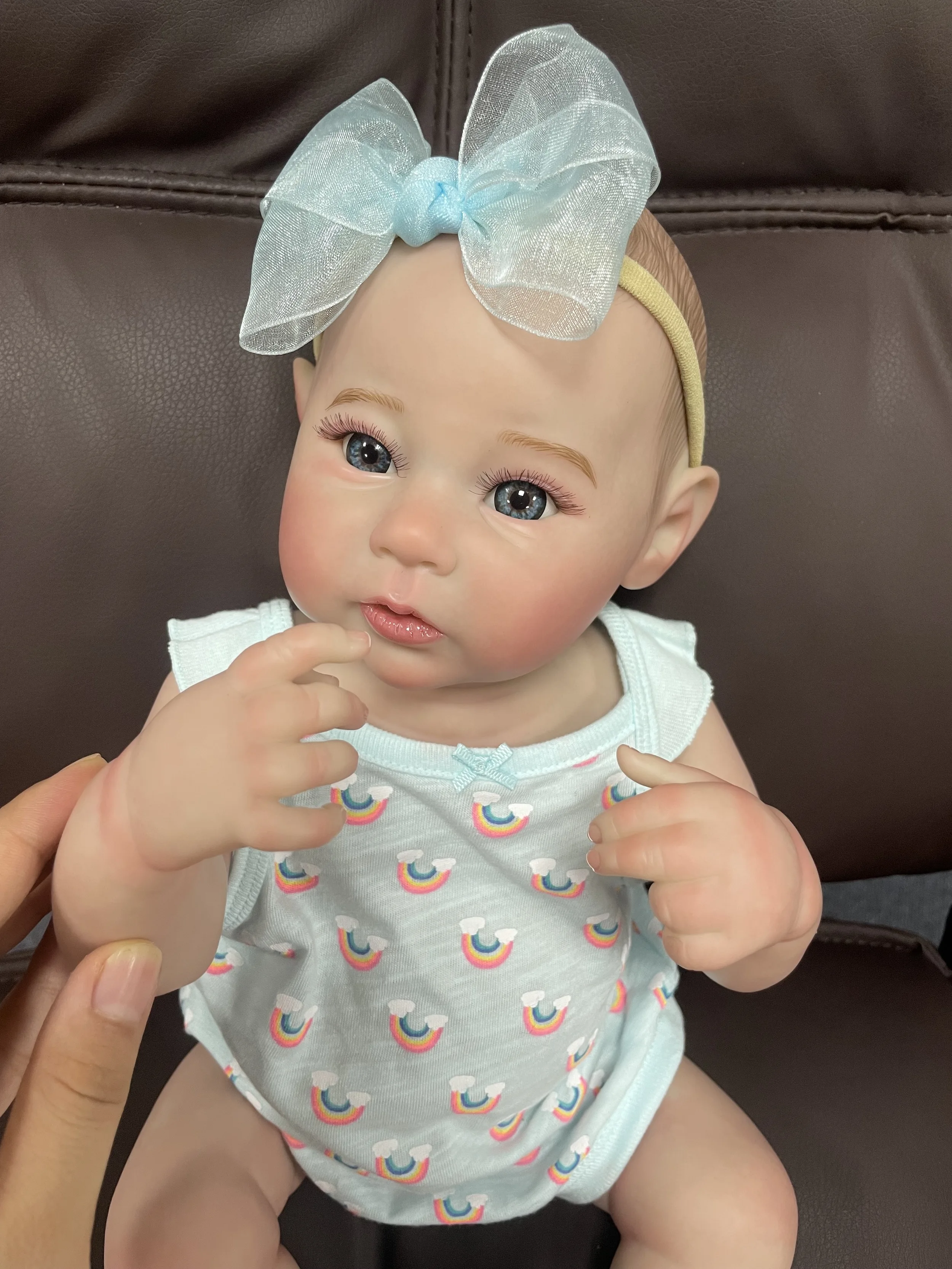 Muñeca de bebé Reborn lavable de cuerpo completo, juguete de vinilo de silicona con pelo pintado realista, 18 pulgadas, regalo de Navidad - imagen 3