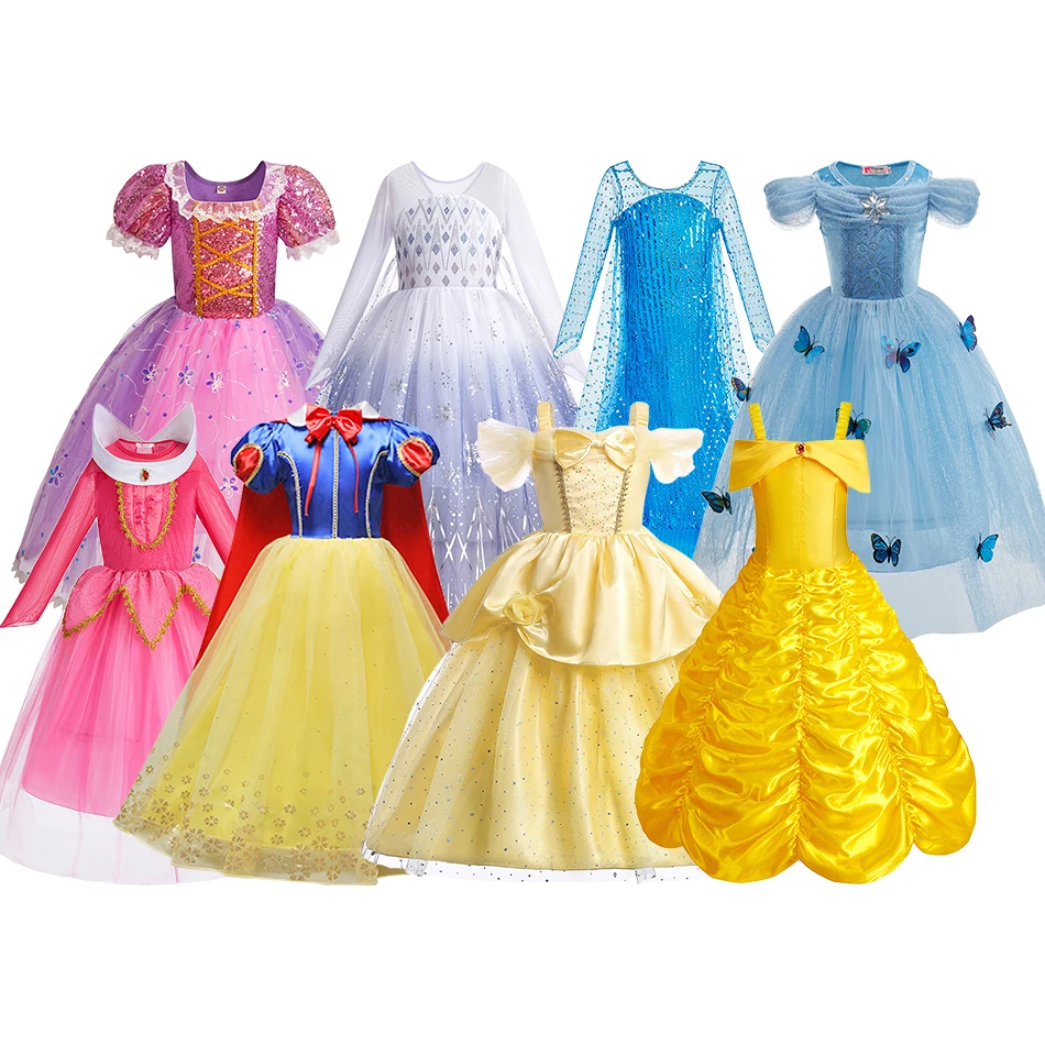 Vestido de lujo para niñas pequeñas, ropa de Rapunzel, Elsa, campana, Princesa, Cosplay, fiesta de Navidad, Carnaval