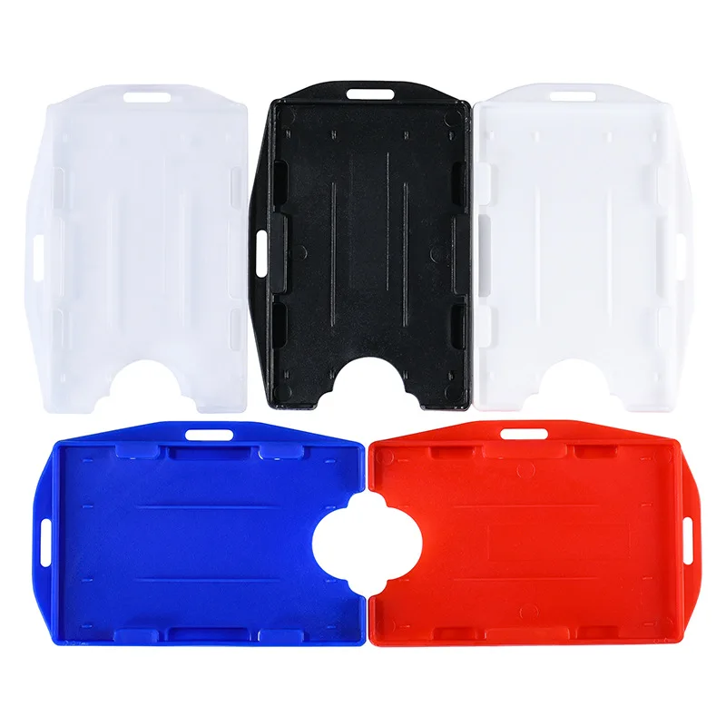 Portatarjetas de identificación de trabajo, funda protectora portátil, práctica, duradera, doble cara, plástico duro, suministros escolares y de oficina, 1 ud.