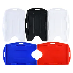 Portatarjetas de identificación de trabajo, funda protectora portátil, práctica, duradera, doble cara, plástico duro, suministros escolares y de oficina, 1 ud.
