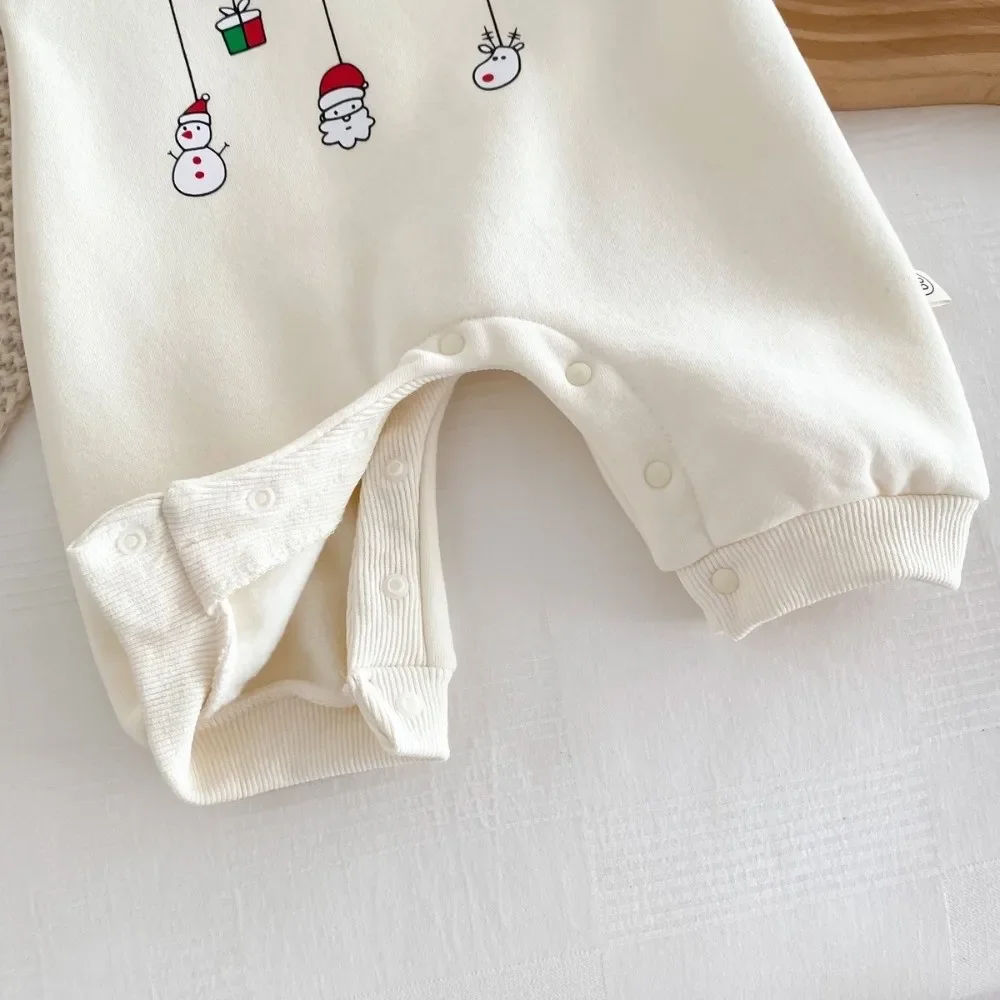 Niños Niñas Letras Estampado Navidad Mameluco Con Capucha Mono Navidad Mono Otoño Invierno - imagen 3
