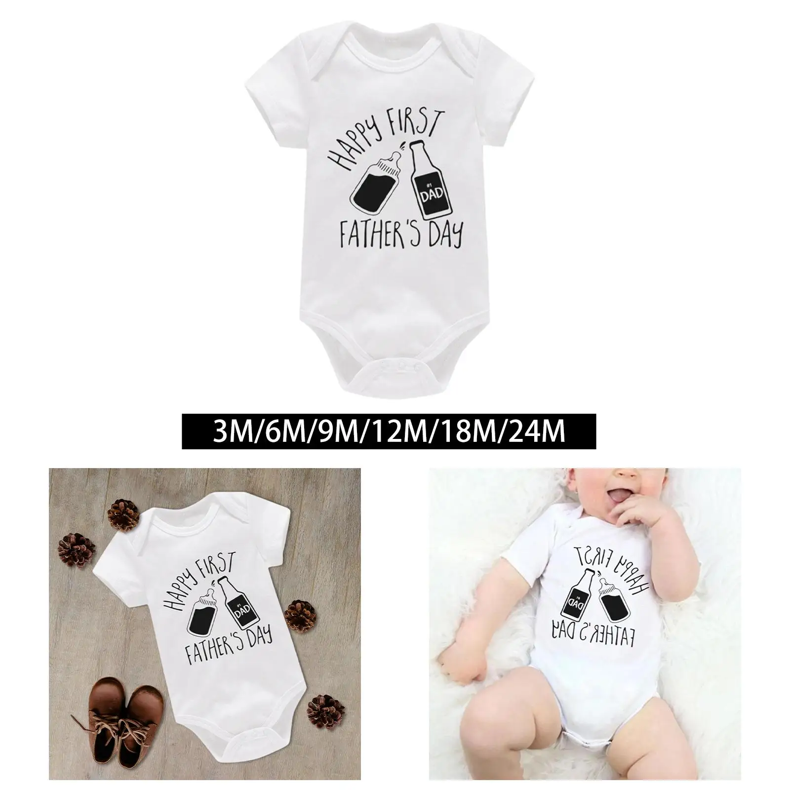 Father's Day Gift Summer Baby Short Sleeve Romper Infant Coverall Baby Romper for Holiday Photography Props Daily Wear Party