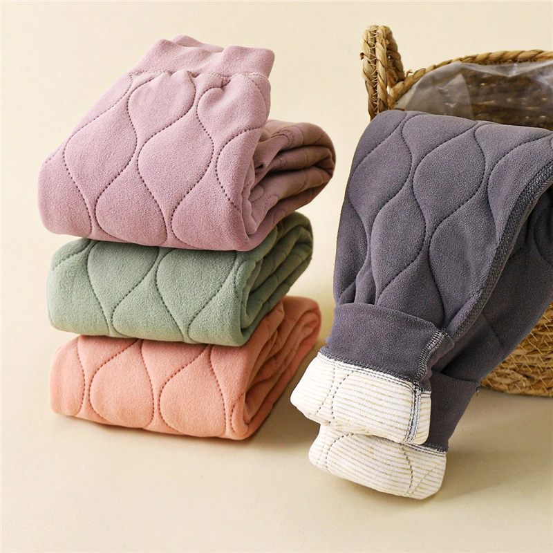 Leggings cálidos de color liso para niños y niñas, otoño/invierno - imagen 5