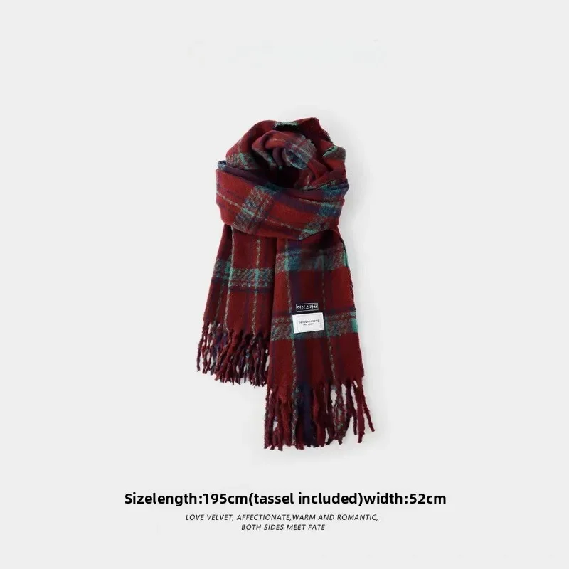 2025 Nueva bufanda a cuadros para niñas: ambiente coreano, cálida para otoño e invierno, lindo y versátil calentador de cuello suave de estilo pijo. - imagen 2