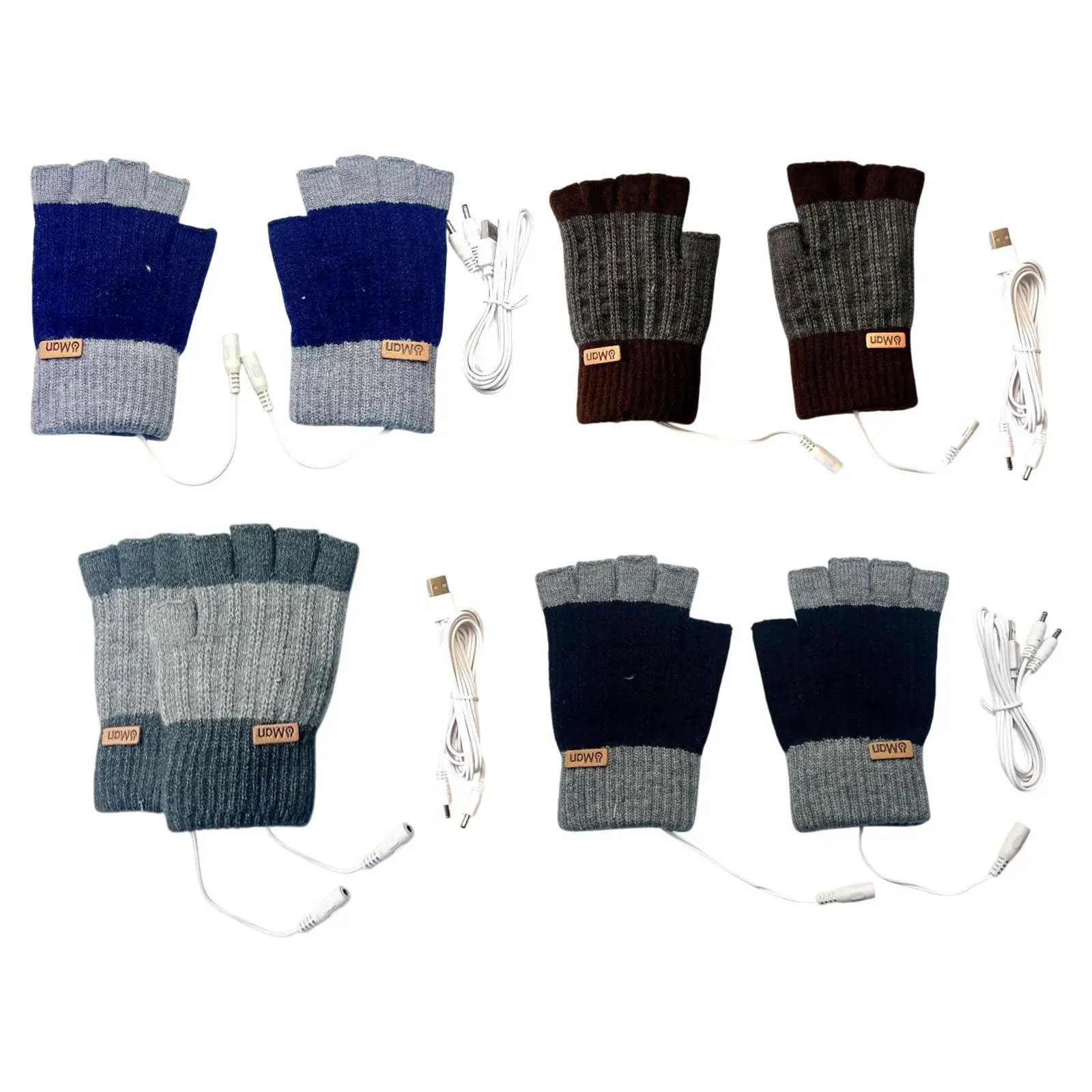 USB Heated Gloves for Men Women Knitted Fingerless for Cycling Laptop Sports