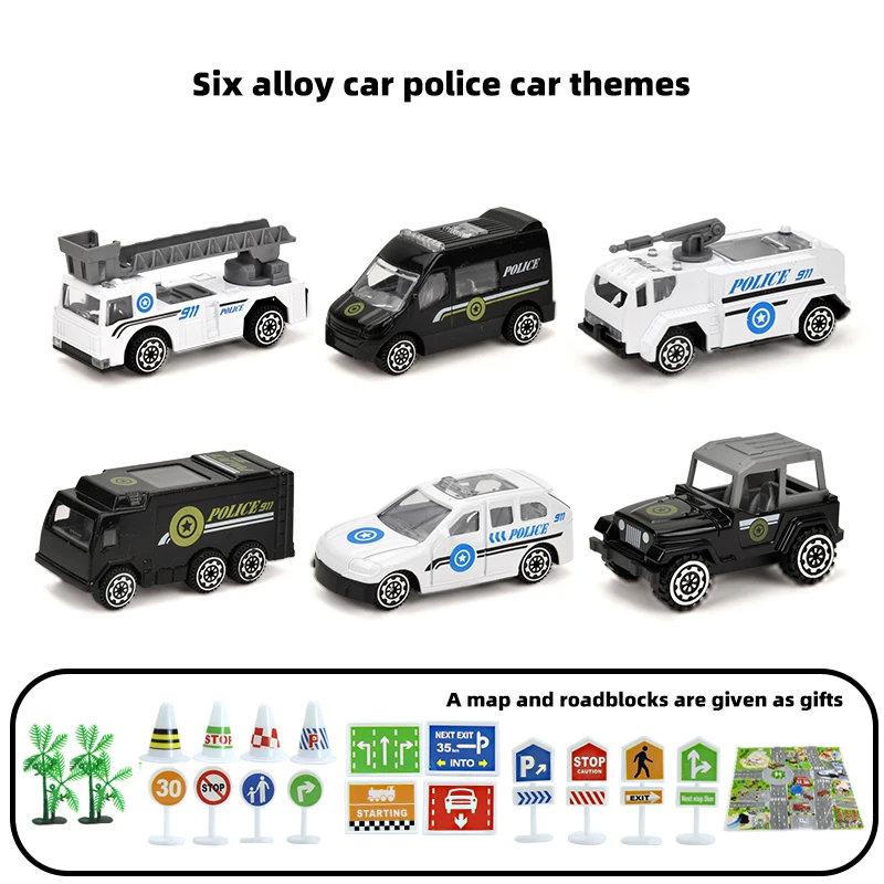 Coche de juguete policial de aleación zinc con mapa de obstáculos - imagen 4