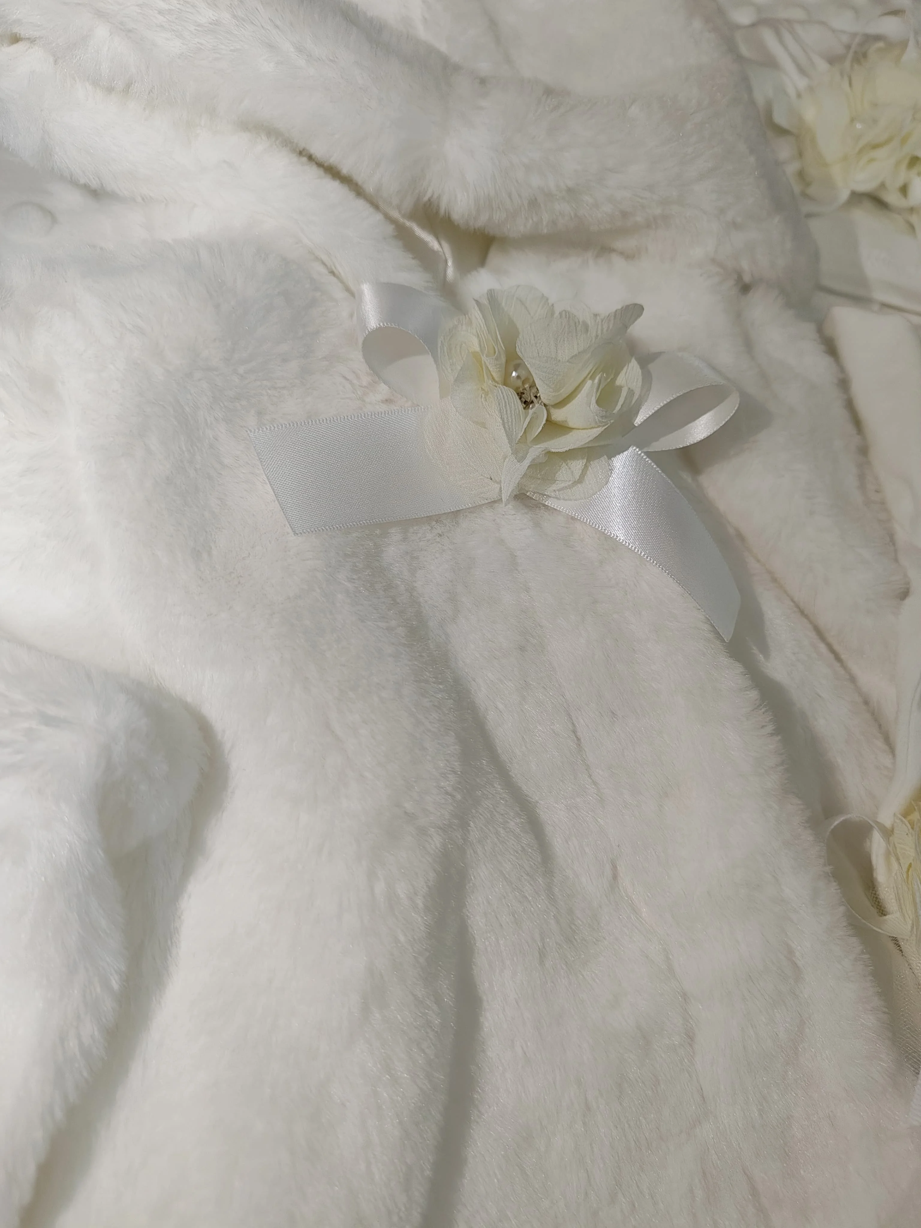 Abrigo de piel de invierno para niñas, chaqueta gruesa bonita, ropa de abrigo peluda cálida, suéter con capucha, capa de flores, vestido de fiesta de boda - imagen 3