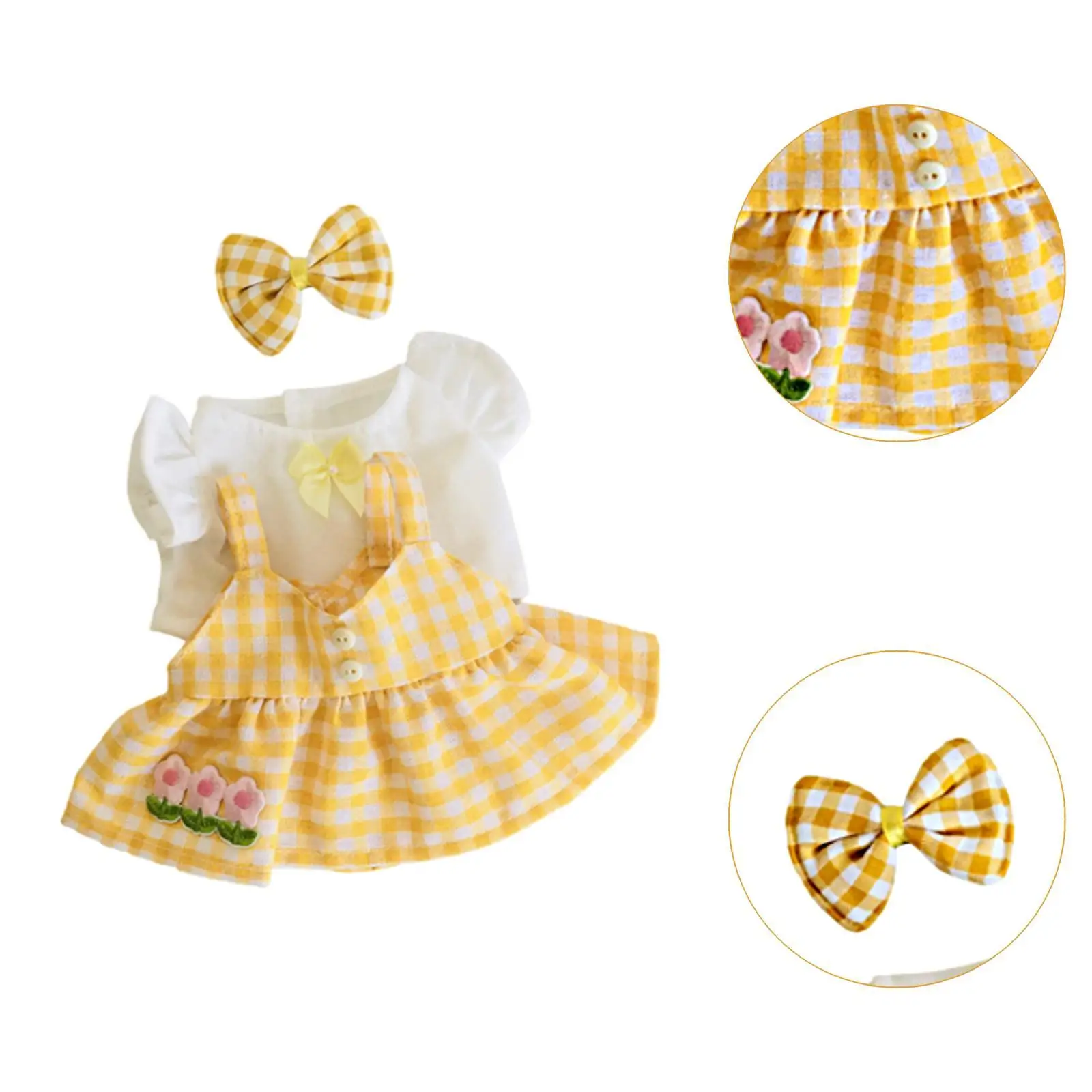 3 Pieces 20cm Mini Doll Clothes Doll Changing Clothes Game Doll Outfits for 20cm/7.87inch Plush Doll Little Girls Gift