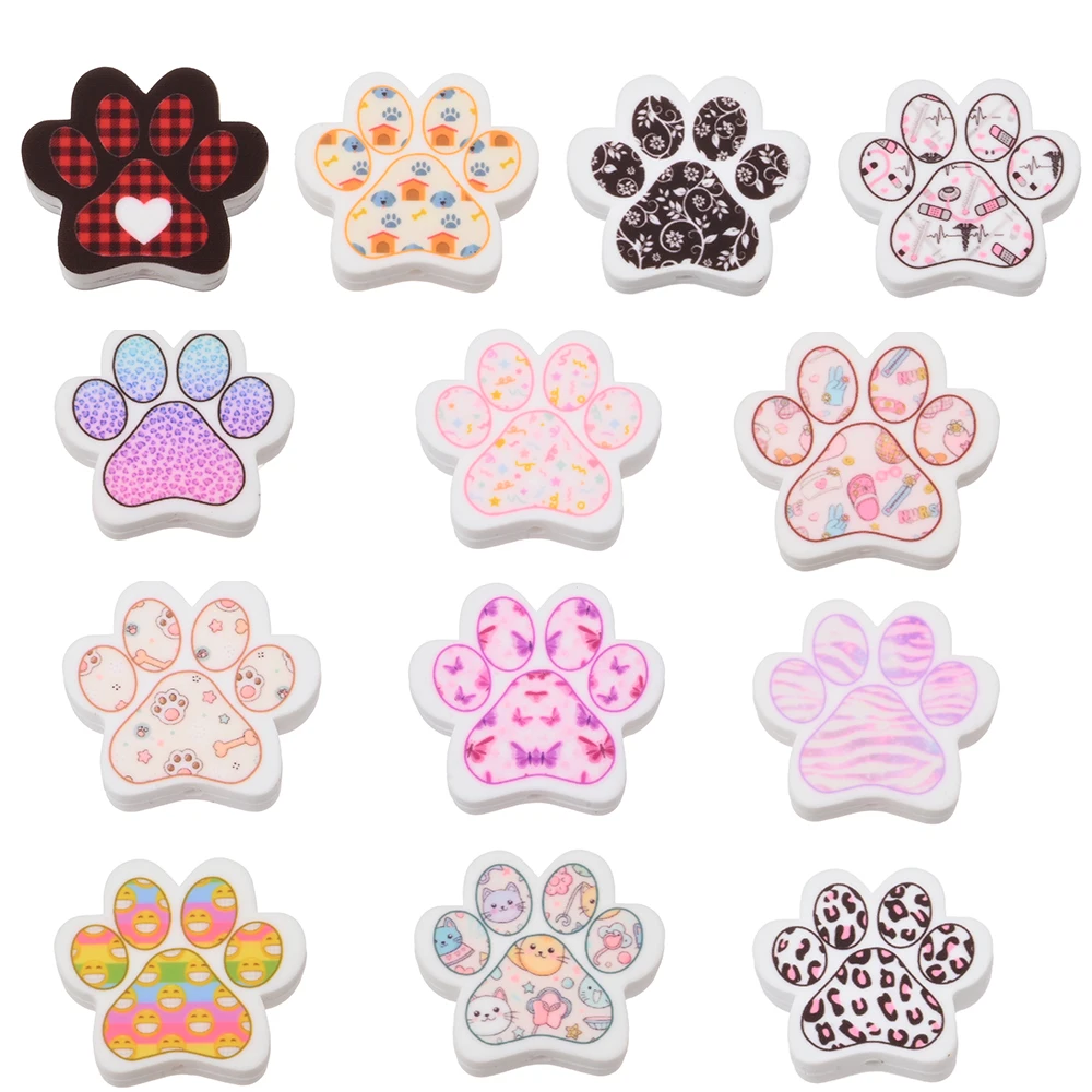 Cuentas de silicona con forma de pata de oso para bebé, cuentas para mordedor de calidad alimentaria, cadenas/Clips para chupete, soporte para muñeco, collar, pulsera, Juguetes, 5 uds. - imagen 5