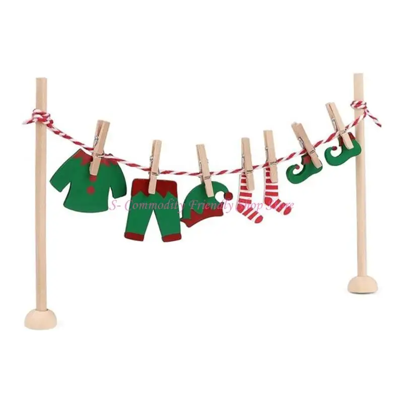 85AE Adornos ropa festivos madera seguros para niños, accesorios creativos para juegos simulación - imagen 2