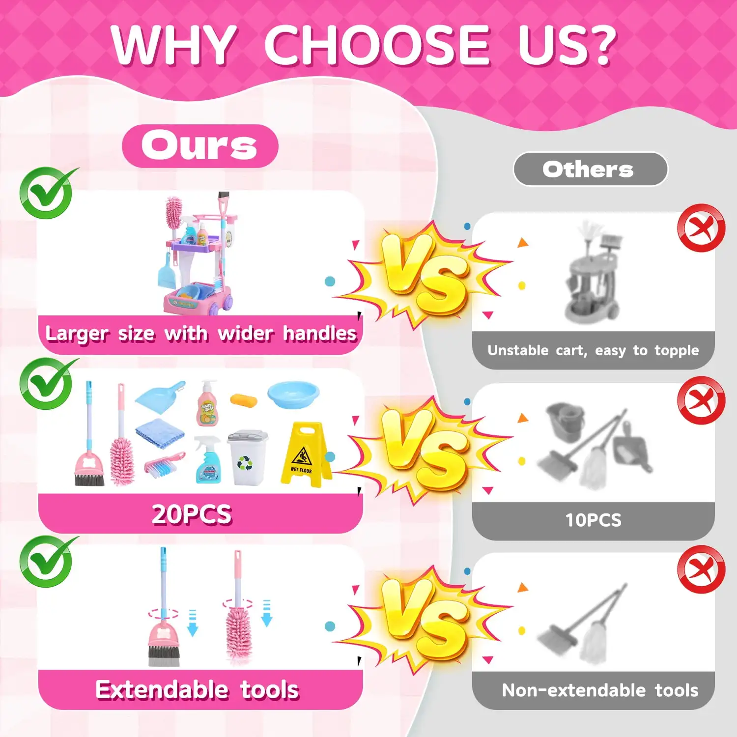 Juego de limpieza para niños, juego de juguetes de limpieza para niños pequeños, juego de simulación, limpieza de limpieza, juguete educativo con carrito, escoba, fregona, regalo de Navidad - imagen 4