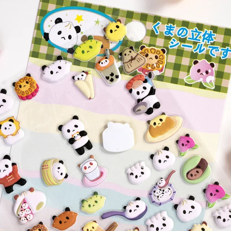 Pegatinas de postre de oso 3D, calcomanías de espuma adorables para decoración de diario para niños, pegatinas de juguetes clásicos de recompensas de animales, accesorios para guardería