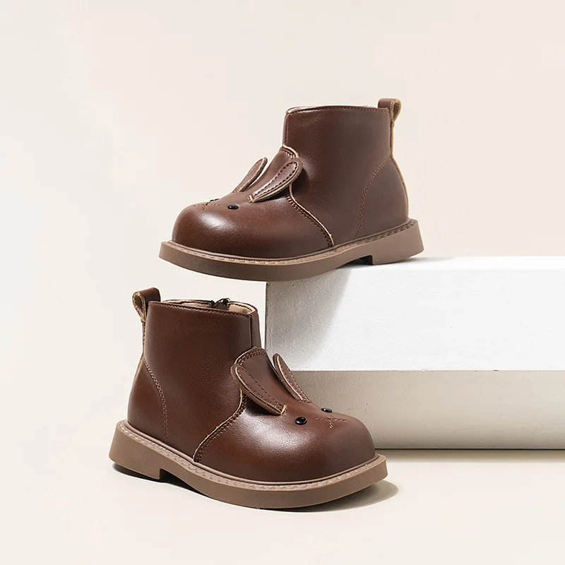 Botas de moda para niña, botas nuevas de invierno para mujer, botas de otoño para niño, botas bonitas de conejo, botas desnudas a la moda para niña, botas de estilo británico para niña 2025