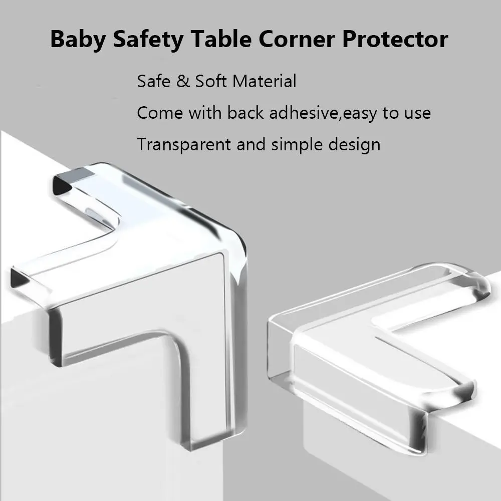 Protector de esquina de escritorio de mesa transparente, Protector de esquina seguro de silicona suave para bebés, protectores de bordes de seguridad para niños, 4 Uds.