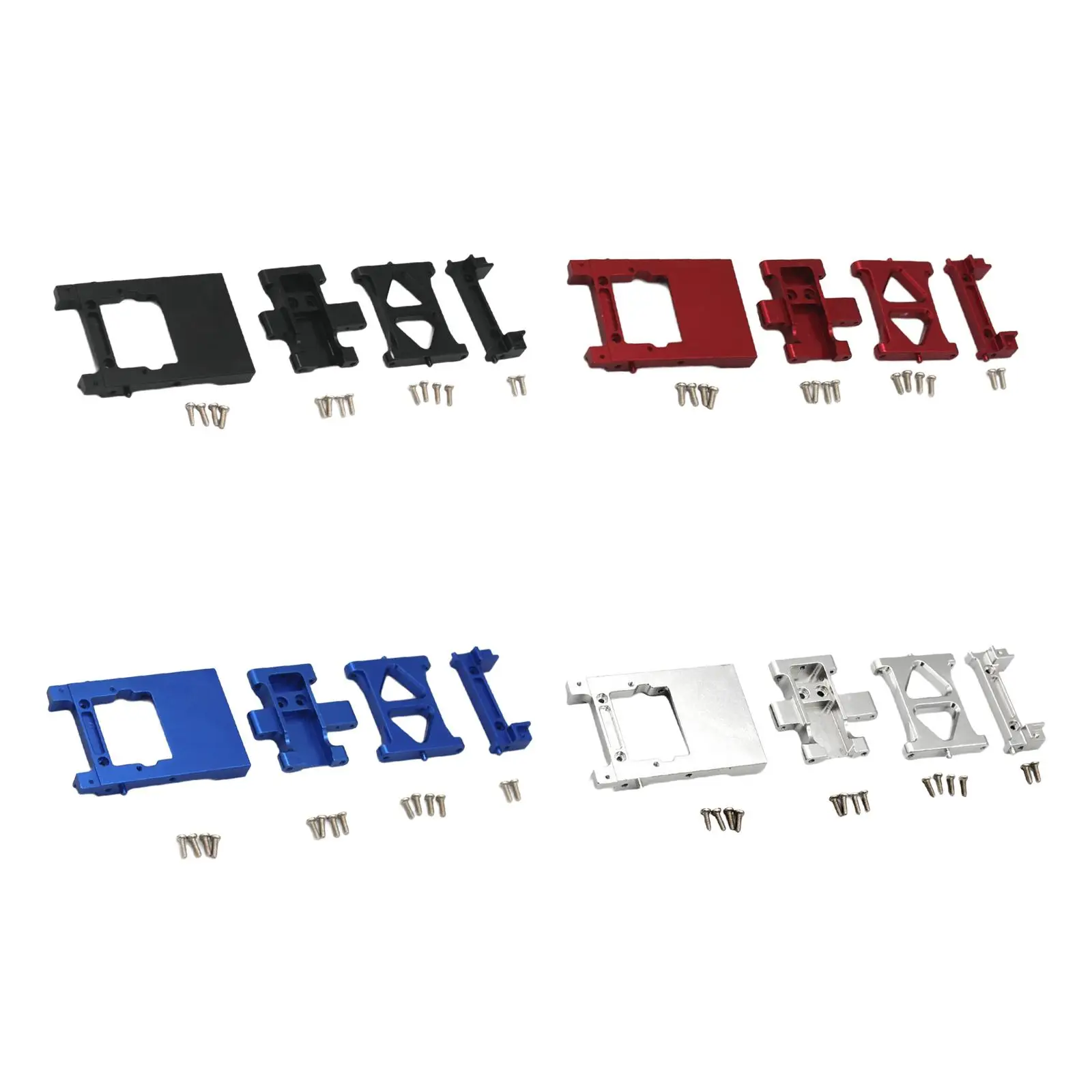 4Pcs Transmission Skid Plate Spare Parts Gearbox Base Gearbox Mount Servo Mount Set for FMS Crawler RC Car 1/18 Scale DIY Accs