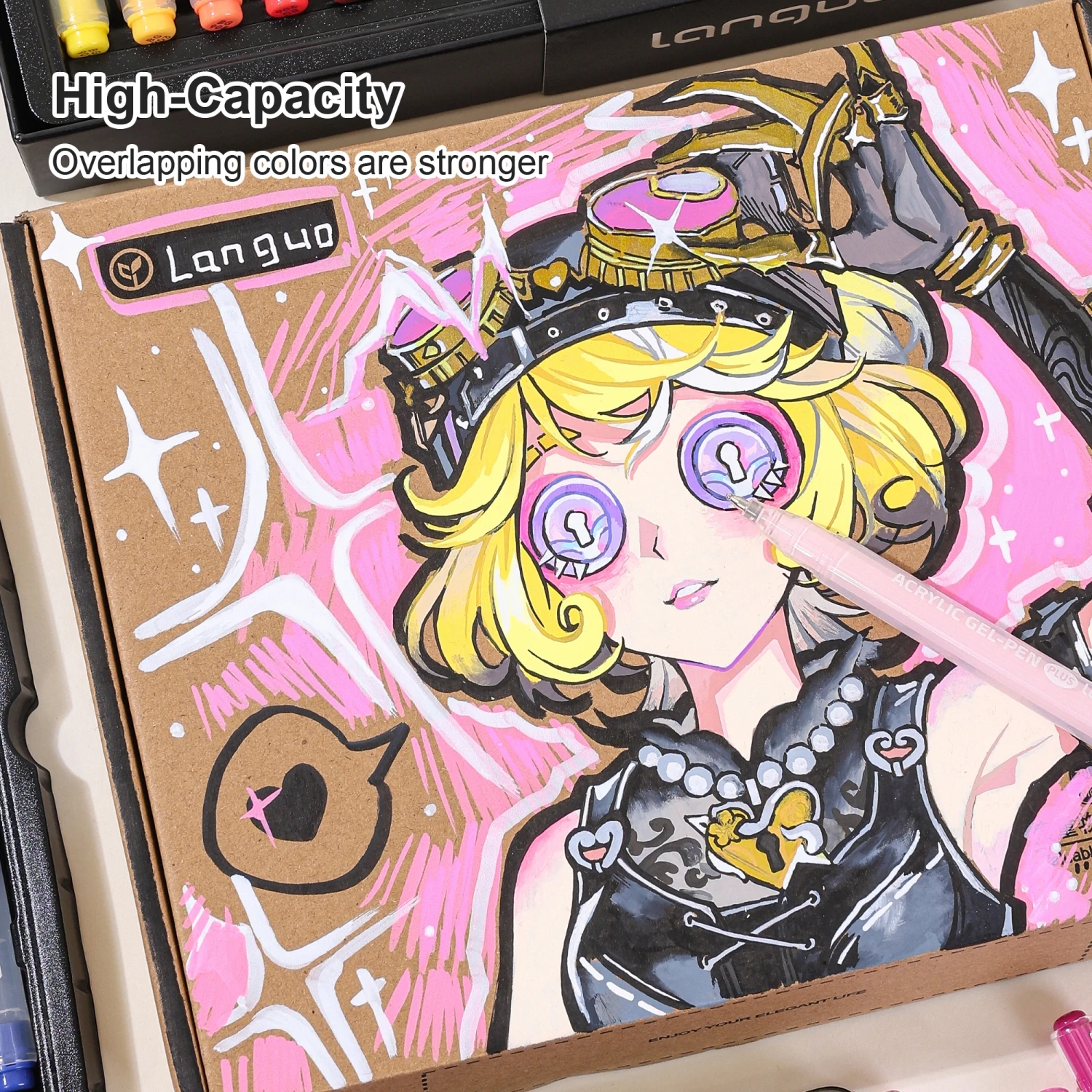 Bolígrafo de Gel para pintura acrílica, punta de 1mm, bolígrafos de tinta de gran capacidad, suministros de arte para diario, tarjetas, colorear, garabatos, suministros de colores apilables - imagen 2