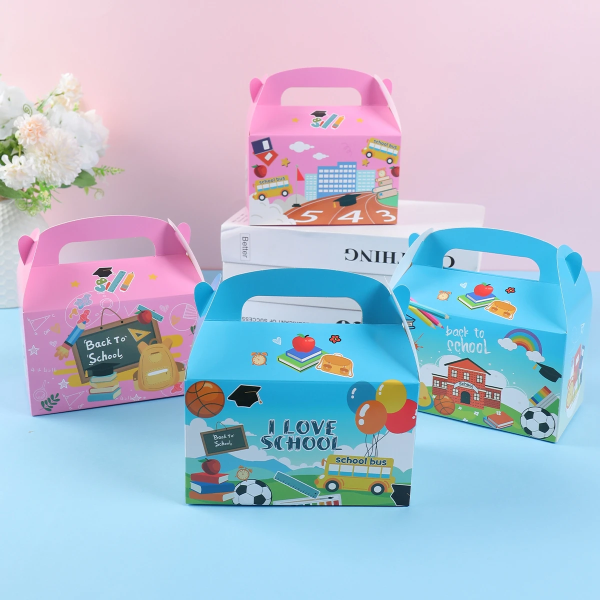 Bolsa Escolar bonita de gran capacidad para niños, caja de dulces para el Día de los niños, embalaje de regalo para niños, decoración de fiesta de cumpleaños y Baby Shower, 4/6 piezas - imagen 2