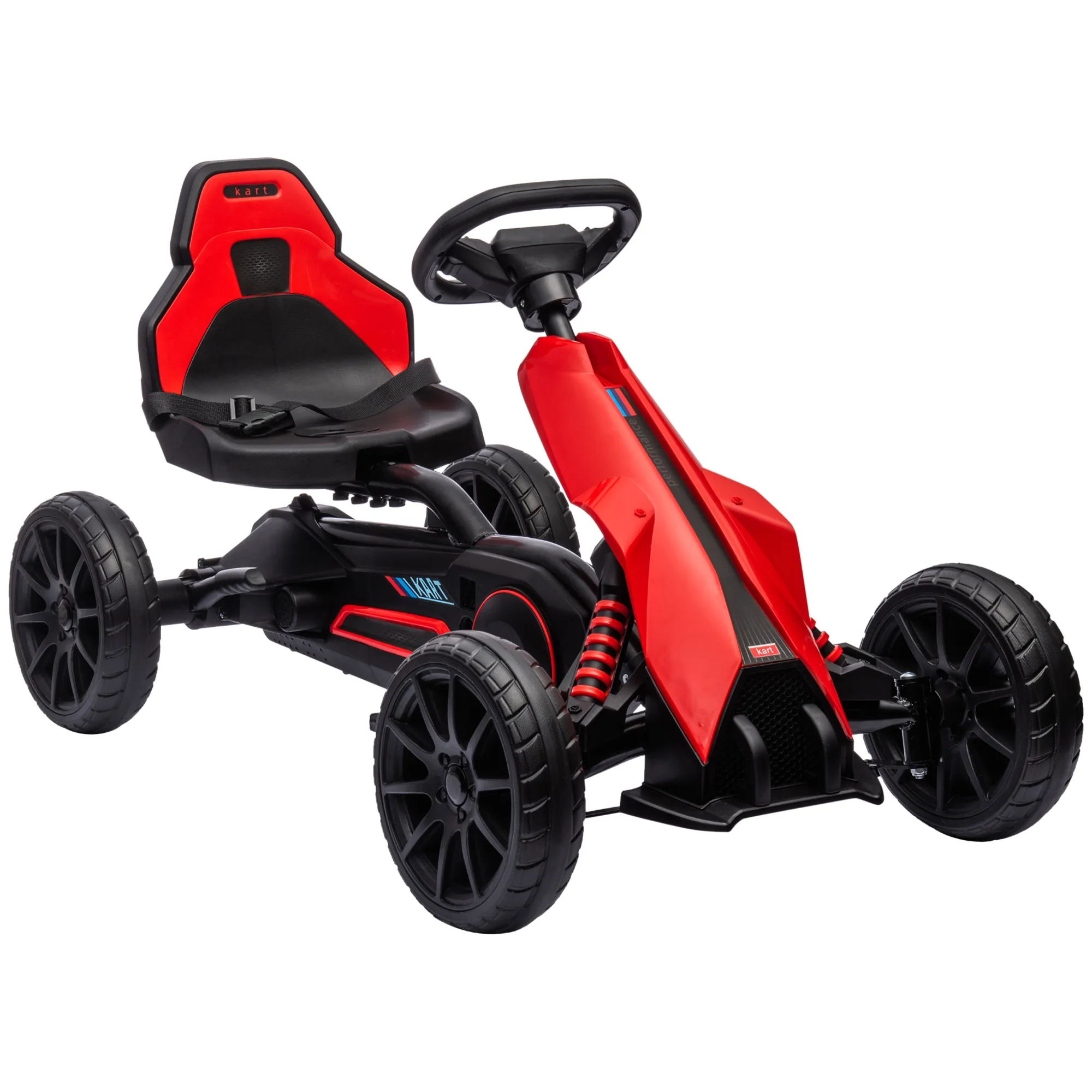 HOMCOM Kart Pedales Go Kart a Pedales para Niños de 3-8 Años con Asiento Ajustable en 4 Posiciones Freno de Mano y Ruedas de EVA Carga 30 kg Rojo - imagen 2
