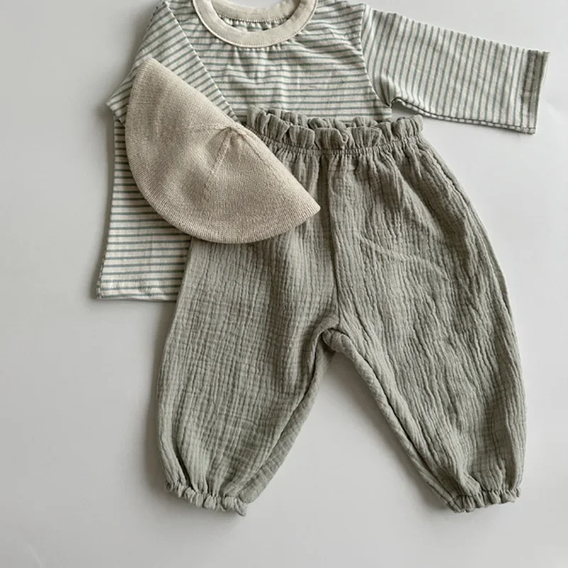 Milangel-Pantalones informales para bebé, ropa con estampado Floral de oso fino, holgada, resistente a los mosquitos, 0-3T, Verano - imagen 3