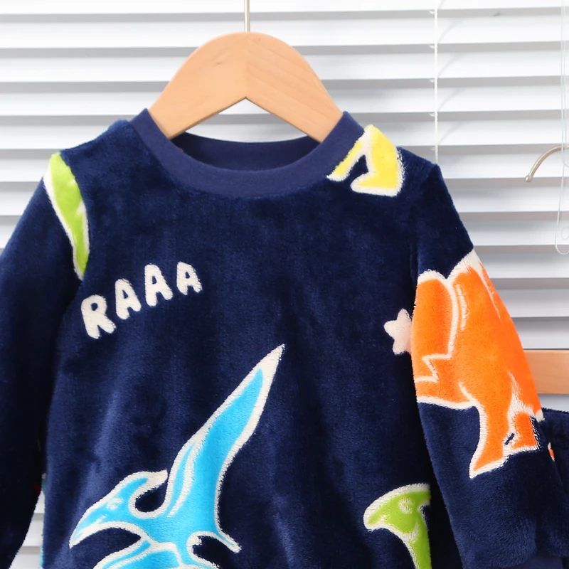 Conjunto de pijama de felpa fluorescente para bebés, ropa de dormir cálida para el hogar, cómodos y accesorios a la moda, para Otoño e Invierno - imagen 5