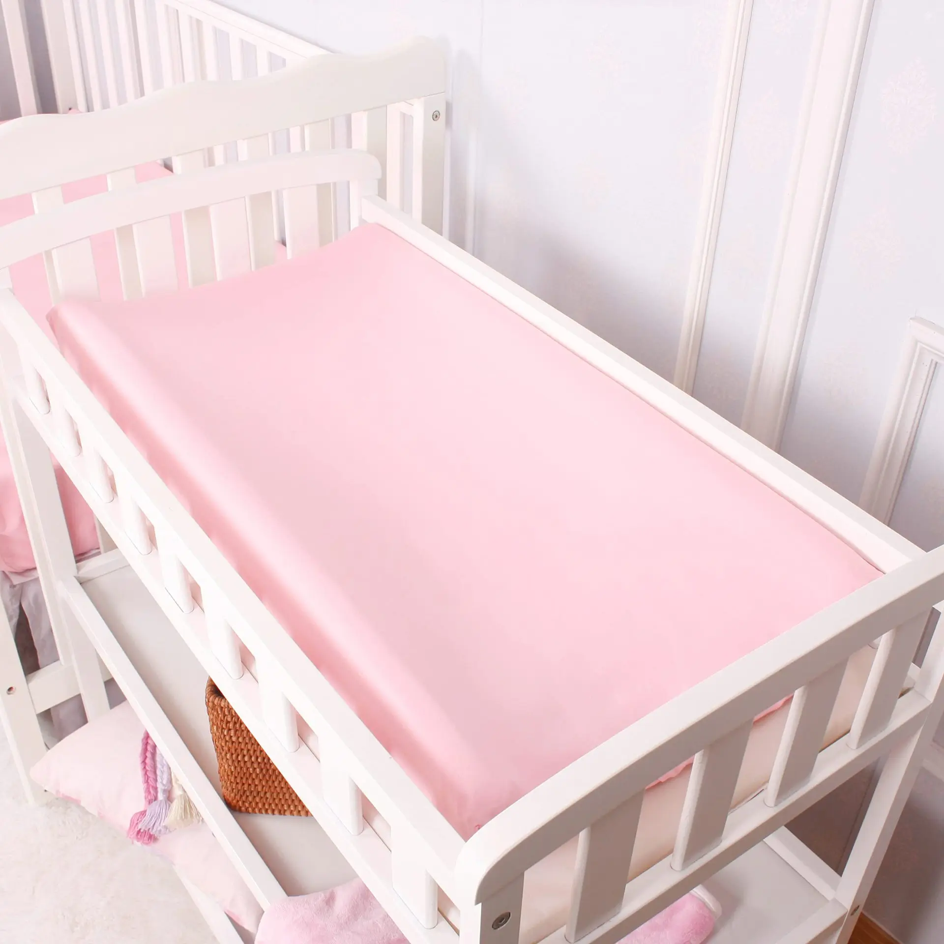Sábana bajera de muselina de algodón suave y transpirable para bebé, Sábana para cuna de recién nacido, Sábana Universal de Color sólido para bebés, funda para cambiador de lactancia - imagen 2