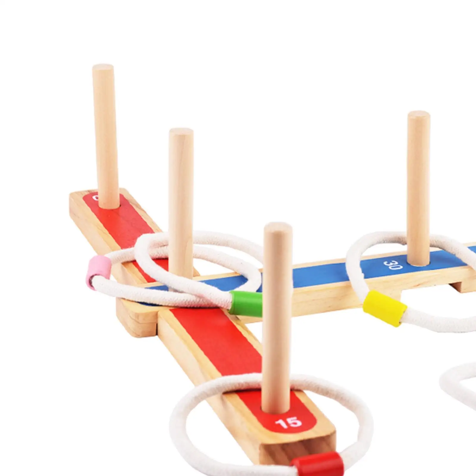 Wooden Toss Game Carnival Games Set Teen Adults Gift Playset Includes 5 Rings Sport Activity Fun for Park Playground Backyard