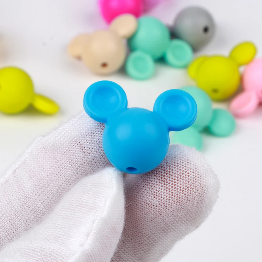 10 Uds. De cuentas de silicona con cabeza de ratón para fabricación de joyas, accesorios de cadena de chupete DIY a granel, dijes para pulsera - imagen 5