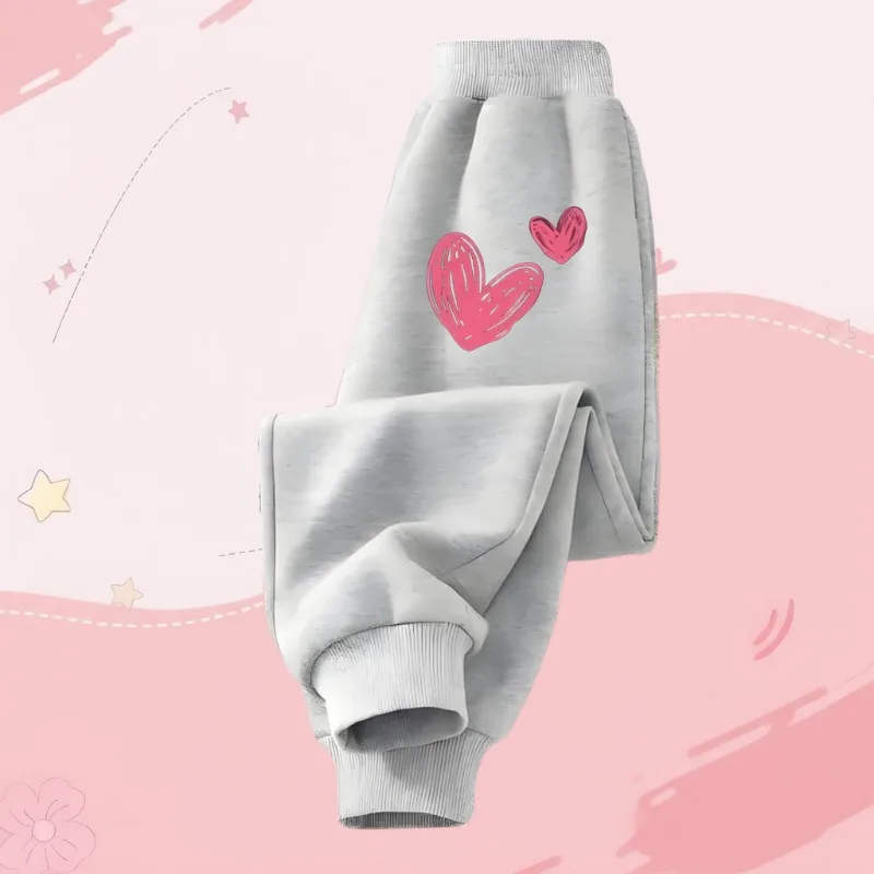 Pantalones informales para niñas de primavera y otoño, pantalones deportivos de cintura alta con estampado a la moda para niños, pantalones de chándal cómodos para correr, nuevos - imagen 4
