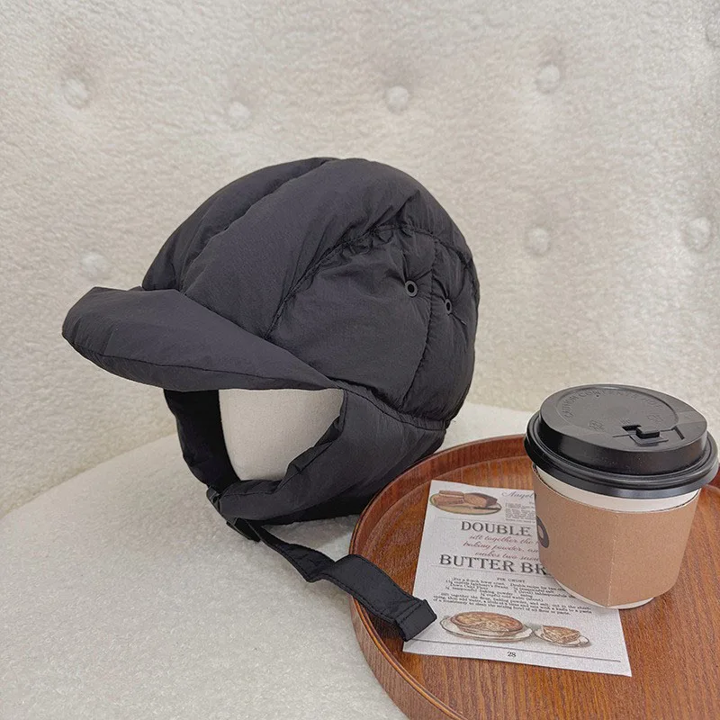 Gorro de Lei Feng para niños de invierno, casco de aviador cálido de Color sólido para niñas, gorro acolchado de lana para niños coreanos - imagen 2