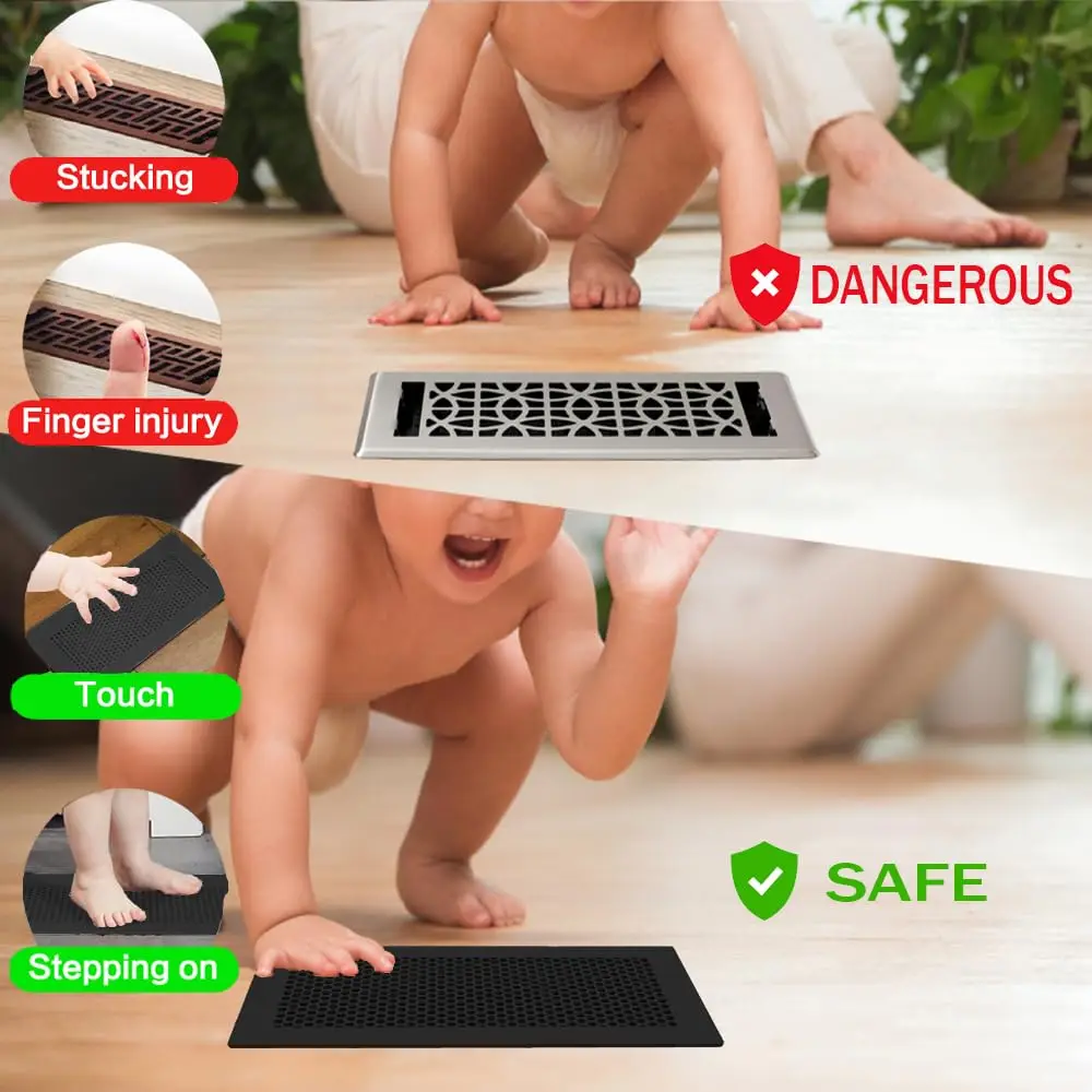 Cubierta de ventilación de silicona suave a prueba de bebés para pared del hogar/techo/registro de suelo cubierta Deflectora de ventilación de aire de suelo a prueba de niños - imagen 4