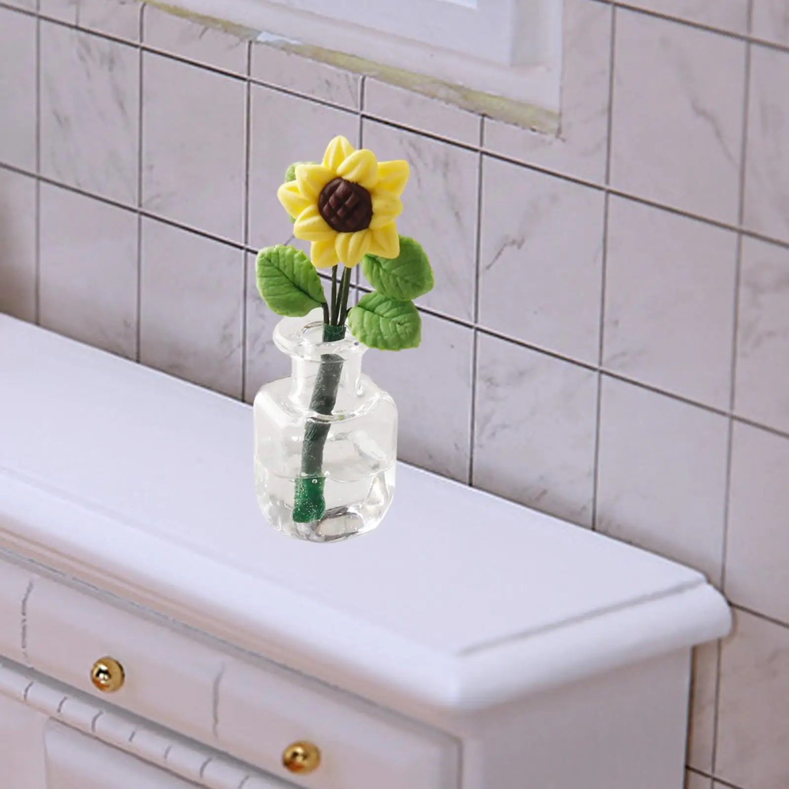 Mini Potted Plant Offices Ornament Miniature Dollhouse Flowers 1 12 Scale