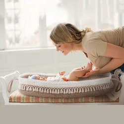 Cesta de algodón portátil para bebé, cuerda de descanso, almohadilla de esponja plegable