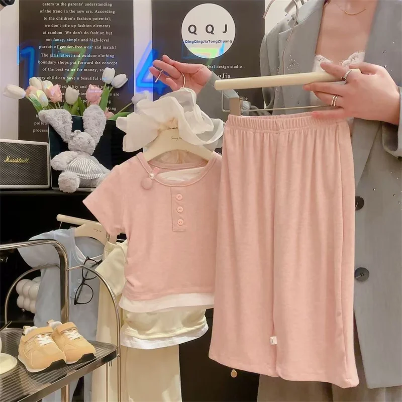 Conjunto de verano de manga corta para niños – Camiseta y pantalón