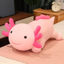 Peluche axolotl bebé gigante tumbado con rostro sonriente - Regalo