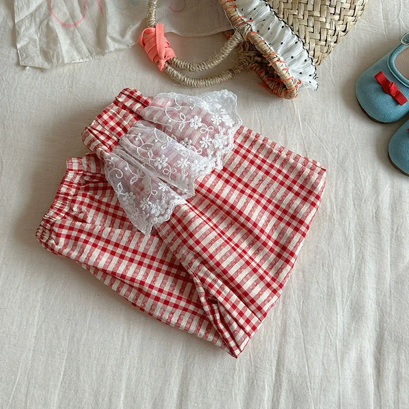 Pantalones anchos con encaje y lazo para niña – Elegantes y cómodos - imagen 4
