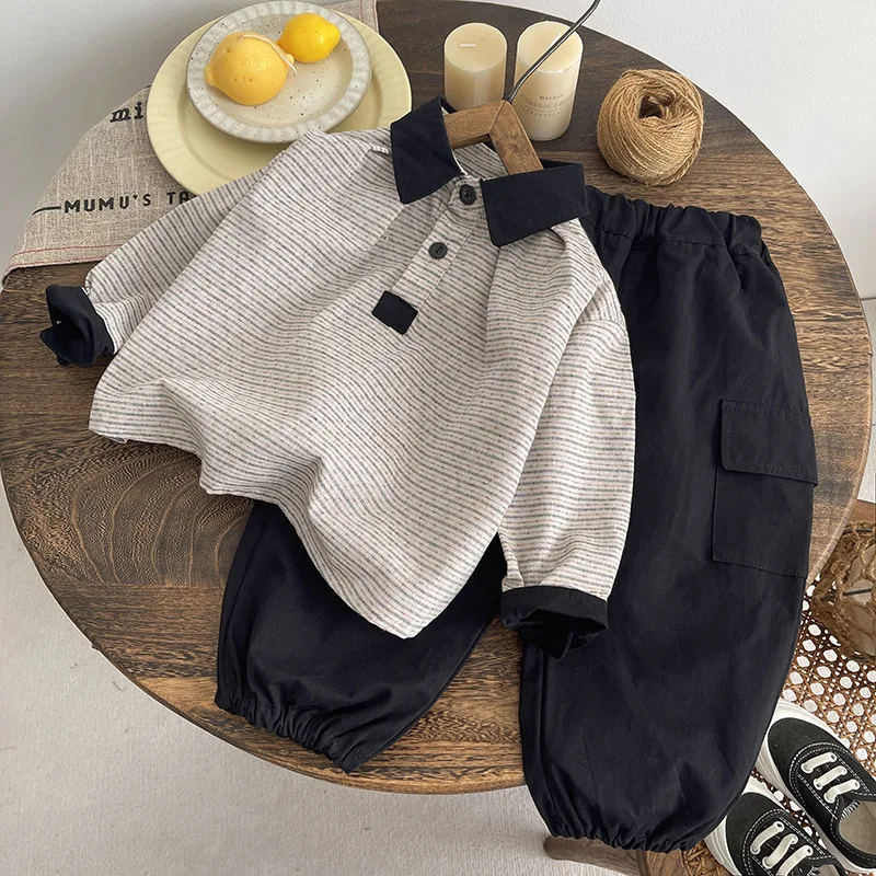 Conjunto infantil de punto para niño – Camisa y pantalón de invierno - imagen 2
