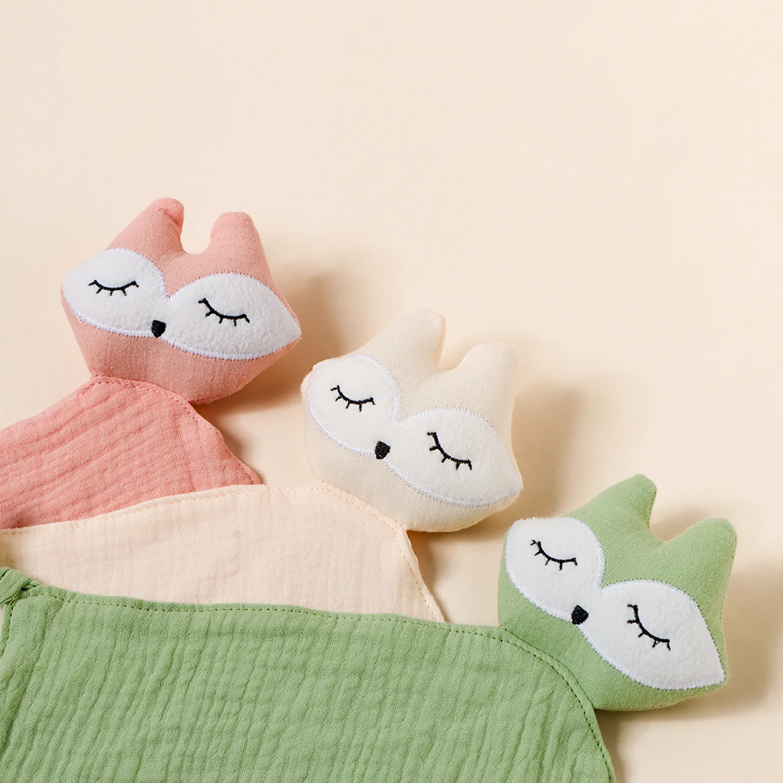 Edredón de muselina de algodón con cabeza de zorro para bebé, manta suave para dormir para recién nacido, juguete para dormir para niños, toalla para calmar, Baberos, toalla para Saliva - imagen 3