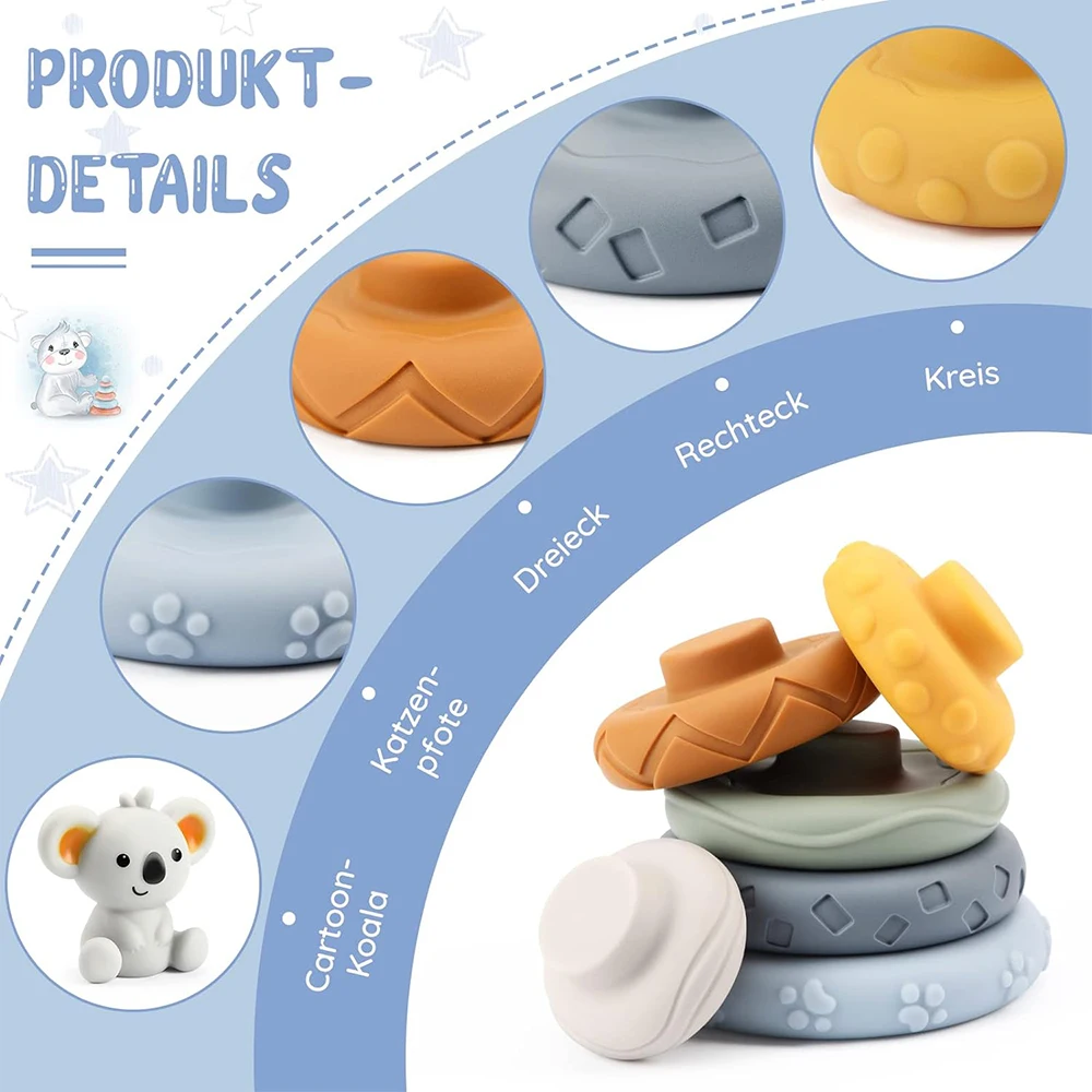 Torre apilable Montessori Koala – Juguete de motricidad fina