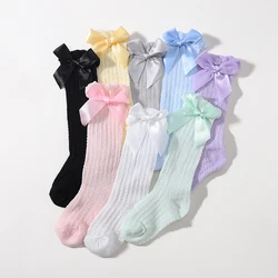 Calcetines bebé algodón con lazo grande para niños y niñas