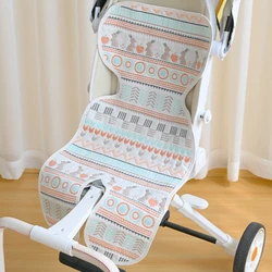 Cojín para asiento de cochecito de bebé de algodón suave para recién nacido, funda para asiento de cochecito portátil lavable a rayas con dibujos animados bonitos