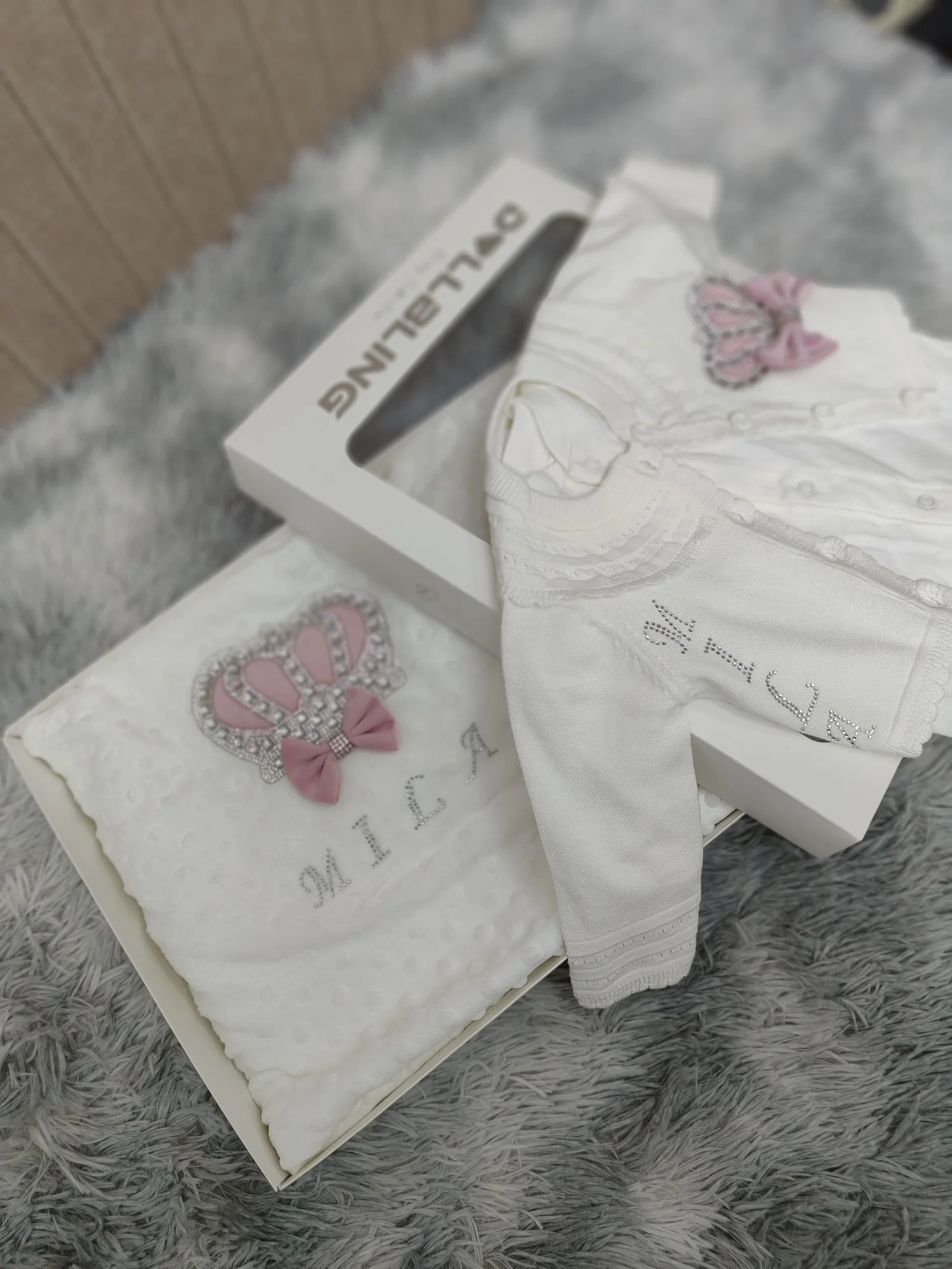 Pelele de encaje bordado para bebé recién nacido, ropa de algodón, productos para bebé envueltos, pantalones, mitones, manta receptora, 5 uds. - imagen 5